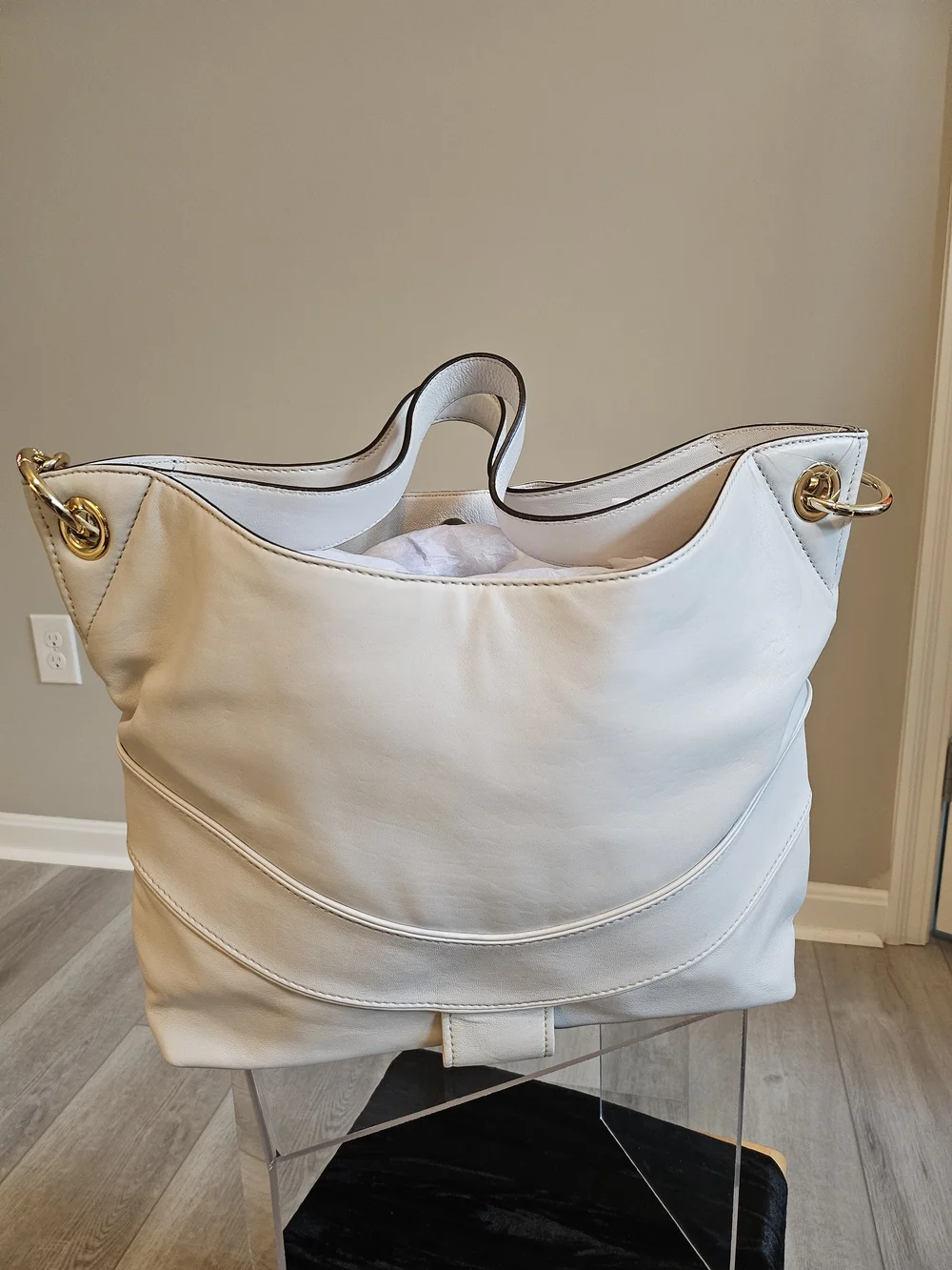 Michael Kors Cream Leather Convertible Hobo Shoulder Bag (One Size)